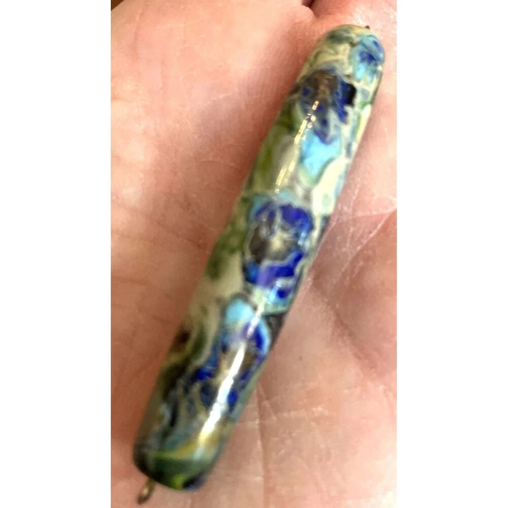 Large Vintage Tube Bead  2.25” Focal Statement Artsy Eclectic